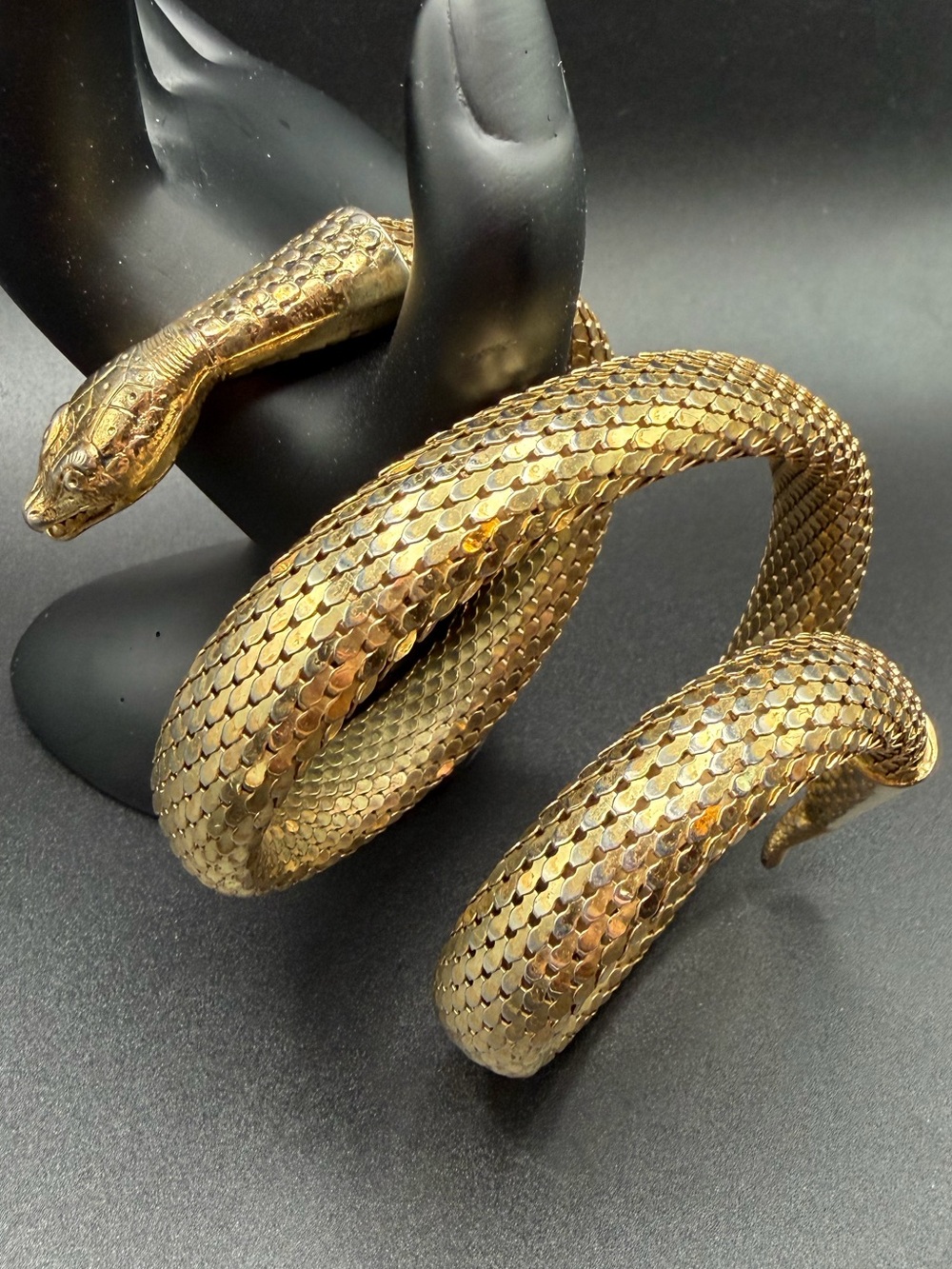Vintage Whiting & Davis wrap Snake bracelet #F019 gold tone